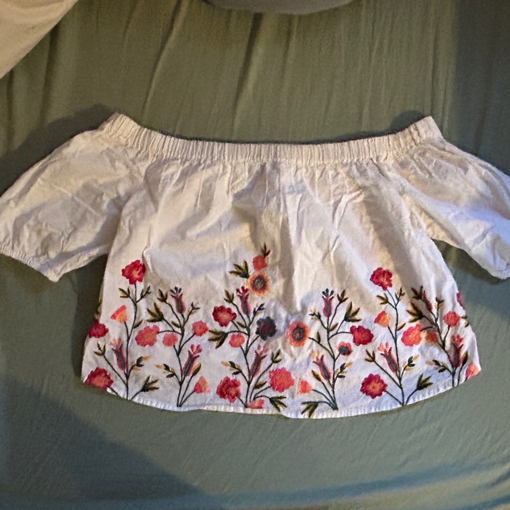 Bershka White Ruched Detail Top